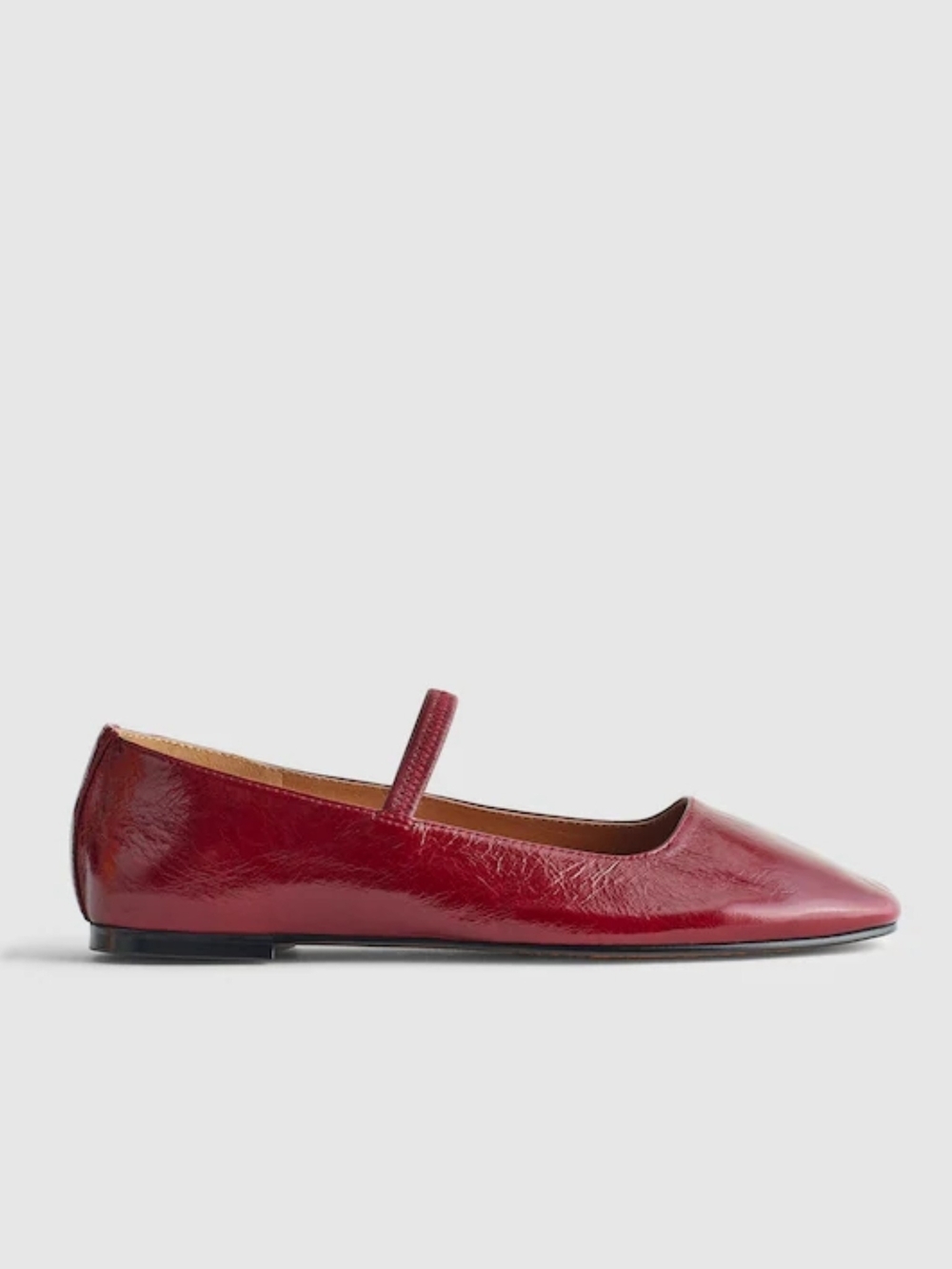 New! Madewell The Greta Ballet Flat in Patent Leather Cabernet
